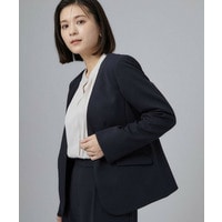 【セレモニー/通勤/S-3L】カットジョーゼット ノーカラージャケット