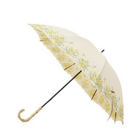 【日傘/晴雨兼用】【because】ミモザ刺繍ロングアンブレラ