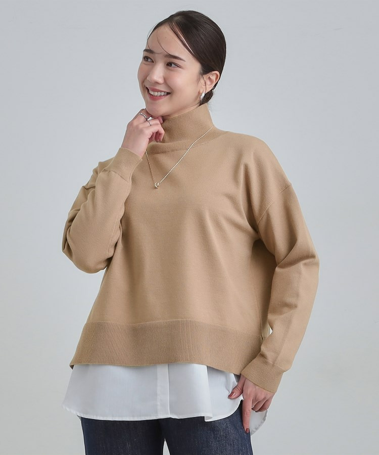 【2点セット/S-LL】時短で決まる もちもちニット&裾シャツインナー16