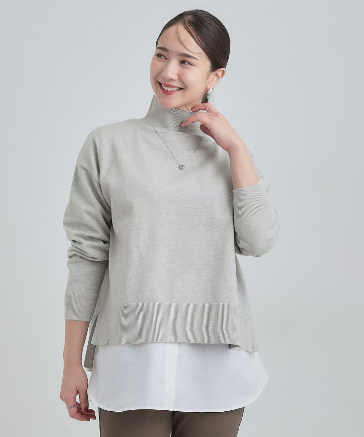 【2点セット/S-LL】時短で決まる もちもちニット&裾シャツインナー2