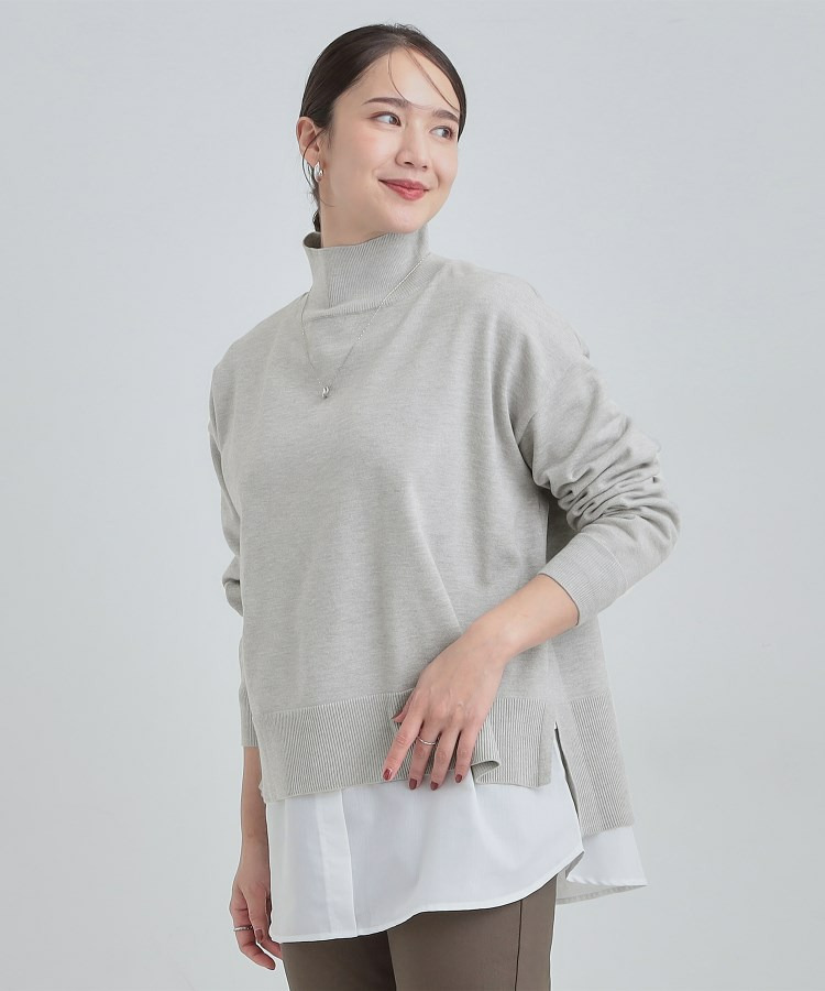 【2点セット/S-LL】時短で決まる もちもちニット&裾シャツインナー3