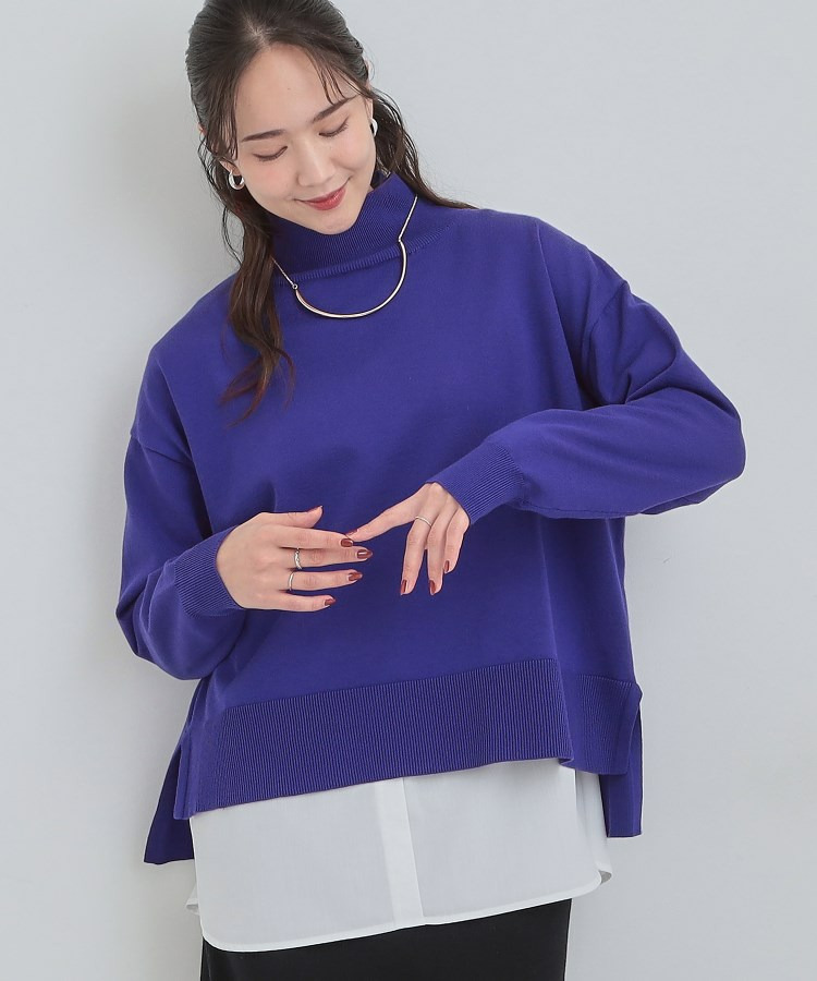 【2点セット/S-LL】時短で決まる もちもちニット&裾シャツインナー1