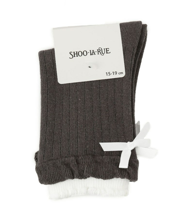 二重履き口バックリボンクルー丈ソックス1