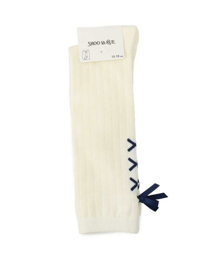 リボンレースアップ風ハイソックス1