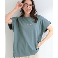 【汗じみ防止/ひんやり/S-LL】インせず着られる 刺繍ロゴTシャツ