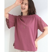 【汗じみ防止/ひんやり/S-LL】お袖フレアレースTシャツ