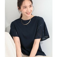 【汗じみ防止/ひんやり/S-LL】お袖フレアレースTシャツ
