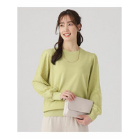 【M-LL】上品に華やぐ ふんわりお袖レース ドッキングニット