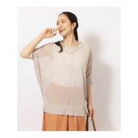 【洗える/2点セット】大人の透け感 シアードルマンニット＋インナータンクトップ