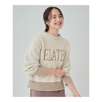 【S-LL】もちもち感がたまらない モールロゴリブ切替ニット