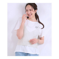 【S-LL/2点セット】ラメニットキャミ＆ロゴTシャツ