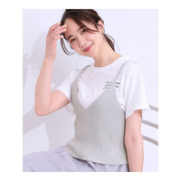 【S-LL/2点セット】ラメニットキャミ＆ロゴTシャツ