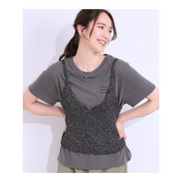 【S-LL/2点セット】ラメニットキャミ＆ロゴTシャツ