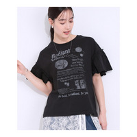 【洗える/S-LL】プリントアソート お袖フリルTシャツ