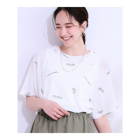 【洗える/S-LL】ゆるっとこなれ見え 総柄プリント シアーTシャツ