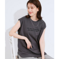 【ひんやり/汗染み軽減/UVカット】 ロゴプリントノースリーブTシャツ