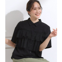 【S-LL】一枚でサマ見え チュールドッキングシャツ