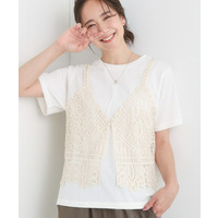 【2点セット/ひんやり】レースビスチェ＋ひんやりTシャツセット