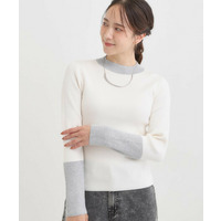 【洗える/S-LL】配色使いがアクセント リブハイネックインナー