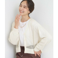 【2点セット】ラメメッシュニットカーディガン＋ロンTセット