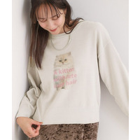 【S-LL】アニマルプリントが目を惹く 柔らかモールニット