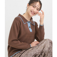 【S-LL】2枚襟配色のポロニット