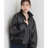 レザー調リブブルゾン