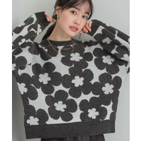 レトロ可愛い デイジー柄 総柄ニット