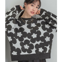 【S-LL】レトロ感漂う デイジー柄 総柄ニット