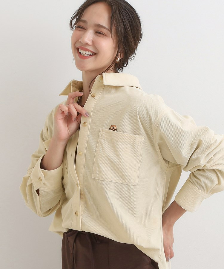 【旭山動物園応援商品】ワンポイント刺繍 コーデュロイシャツ1