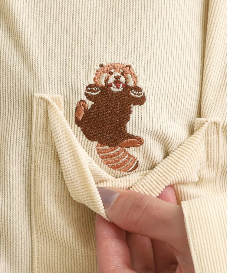 【旭山動物園応援商品】ワンポイント刺繍 コーデュロイシャツ17