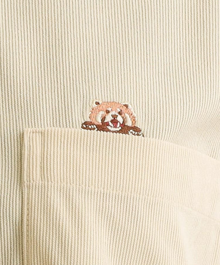 【旭山動物園応援商品】ワンポイント刺繍 コーデュロイシャツ5