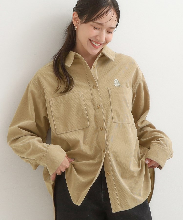 【旭山動物園応援商品】ワンポイント刺繍 コーデュロイシャツ1