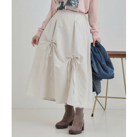 リボンタック ピーチ起毛 フレアスカート