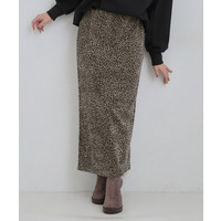 【あったか SHOO WARM】両面起毛 ベロアレオパード柄スカート