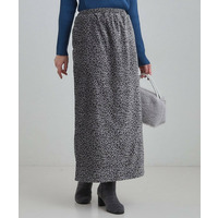 【あったか】両面起毛 ベロアレオパード柄スカート