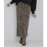 【あったか】両面起毛 ベロアレオパード柄スカート
