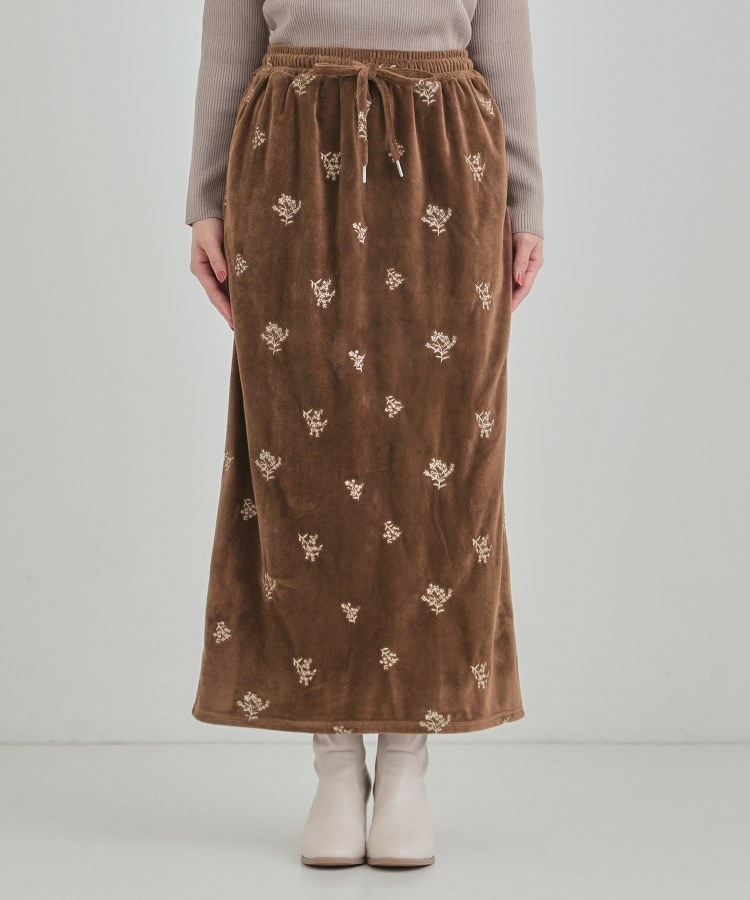 刺繍ベロア調ナロースカート10