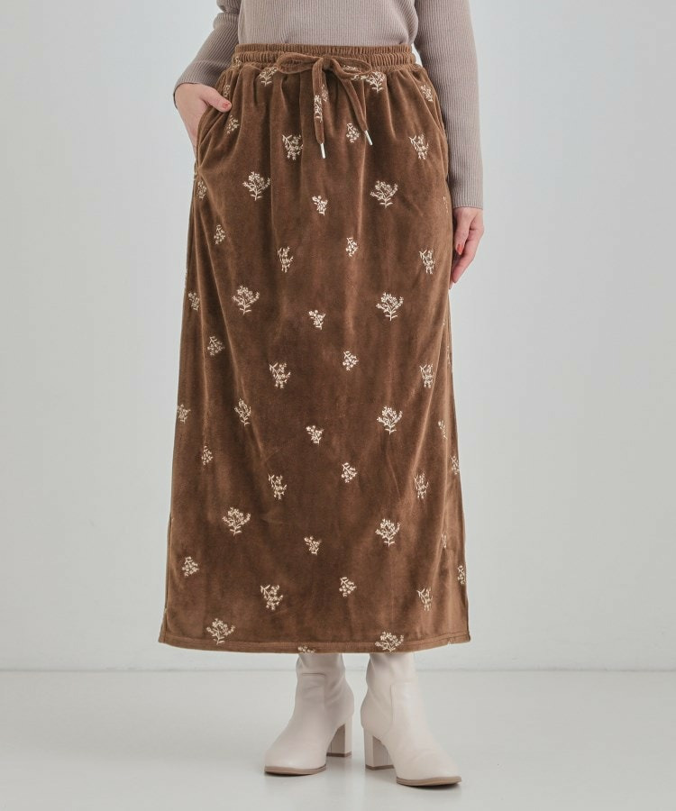刺繍ベロア調ナロースカート2