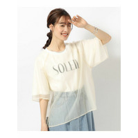 上品なシアー感 ロゴプリントTシャツ