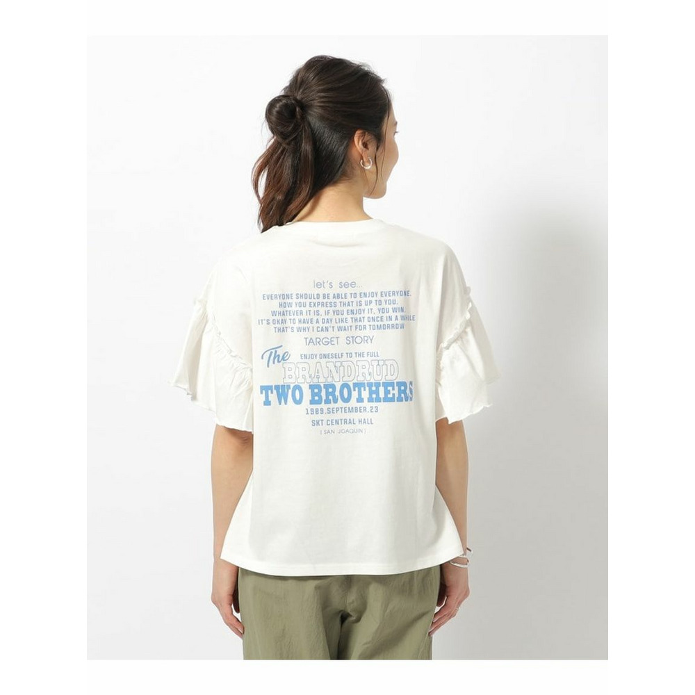 【綿100％】フリルスリーブ プリントTシャツ15