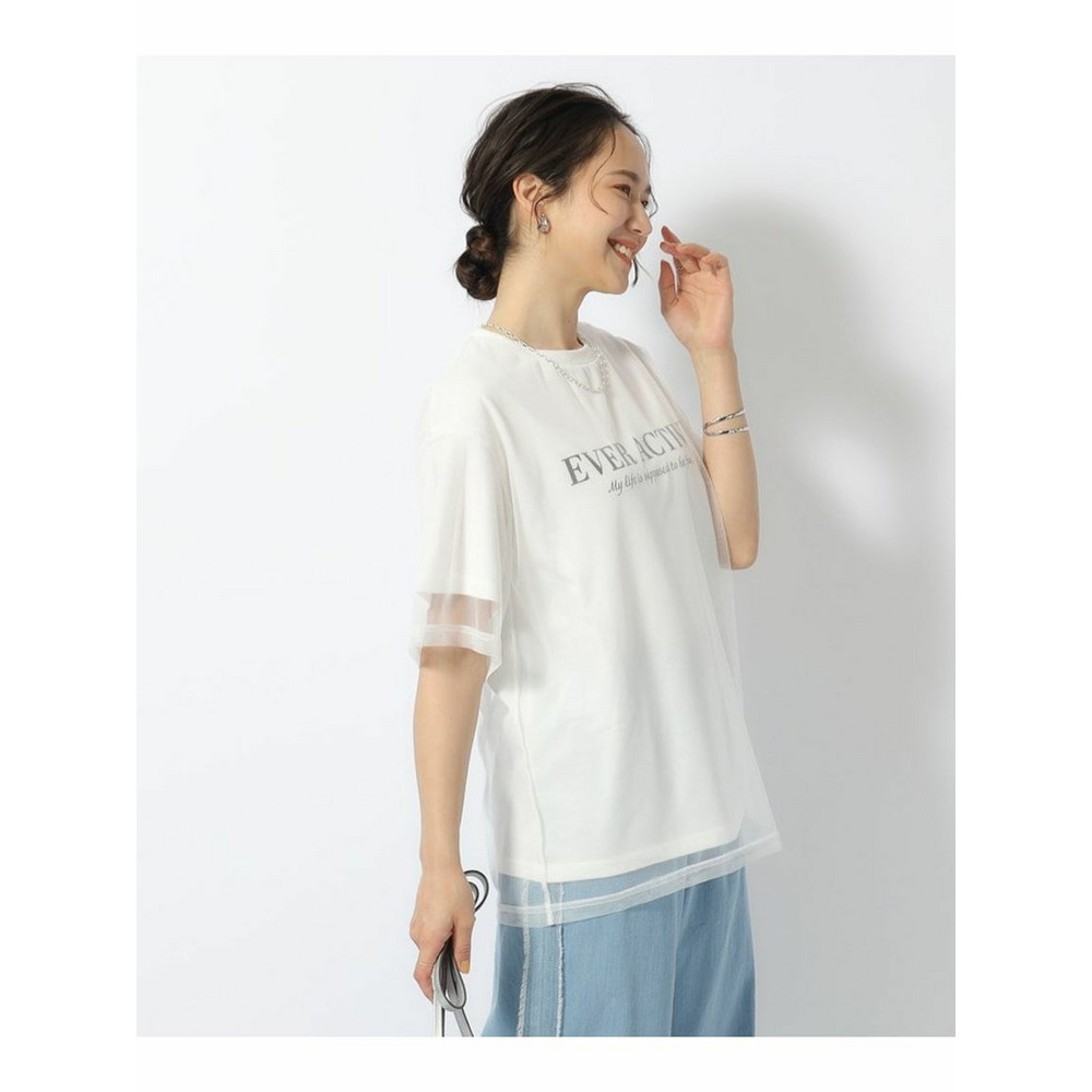 【洗える】一枚で旬コーデがつくれる チュールドッキングTシャツ2