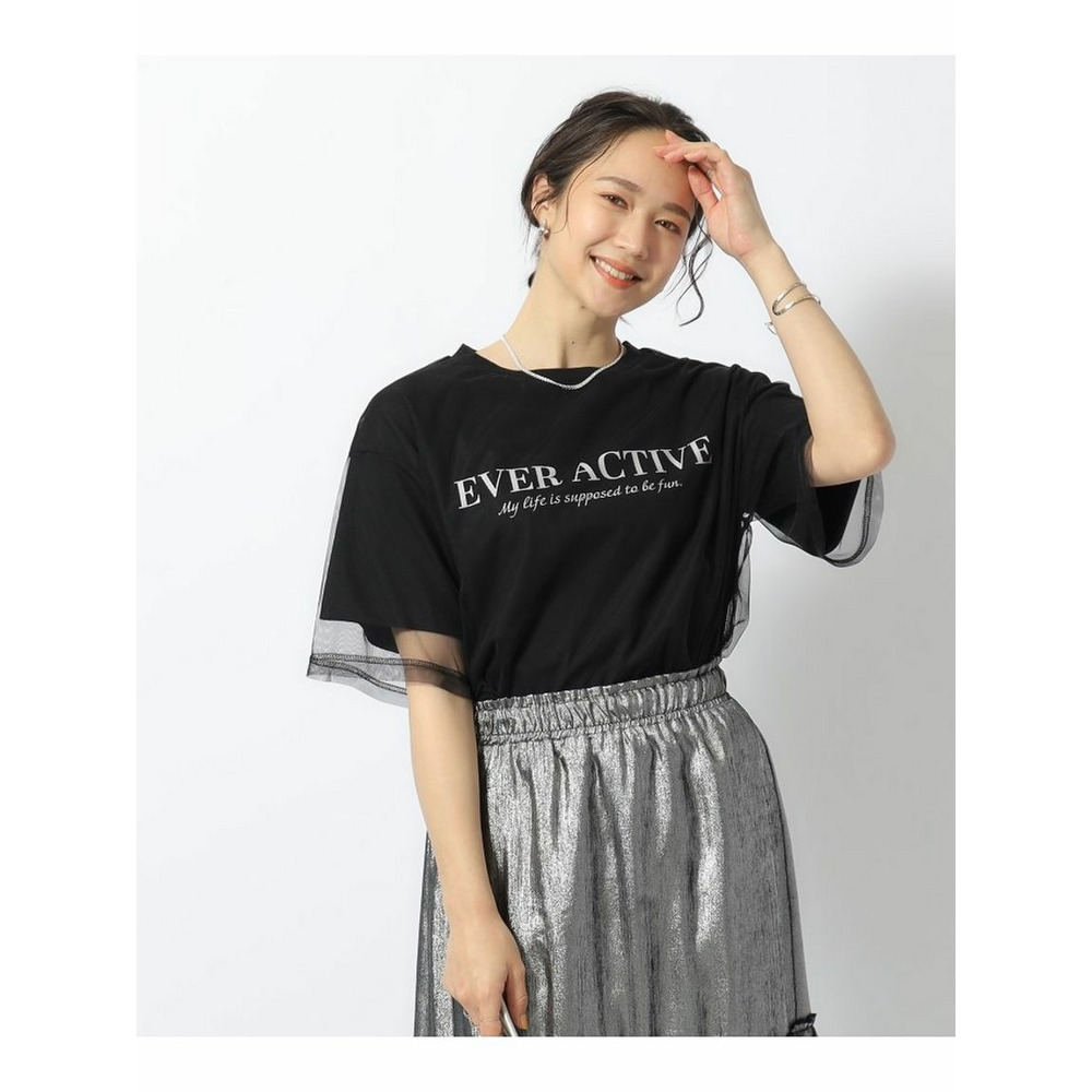 【洗える】一枚で旬コーデがつくれる チュールドッキングTシャツ5