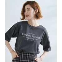 五分袖ロゴプリントTシャツ