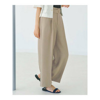 デニムライクベルト付きワイドパンツ