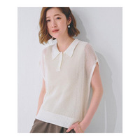 取り入れるだけで旬顔 メッシュ編みポロニット