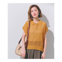 取り入れるだけで旬顔 メッシュ編みポロニット