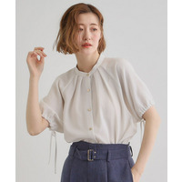 【洗える・シワになりにくい】麻調スリーブドロストブラウス