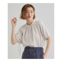 【洗える・シワになりにくい】麻調スリーブドロストブラウス