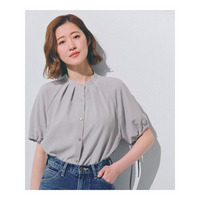 【洗える・シワになりにくい】麻調スリーブドロストブラウス